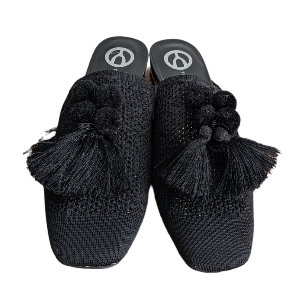 Wishbone tassel mules black size 8M s2